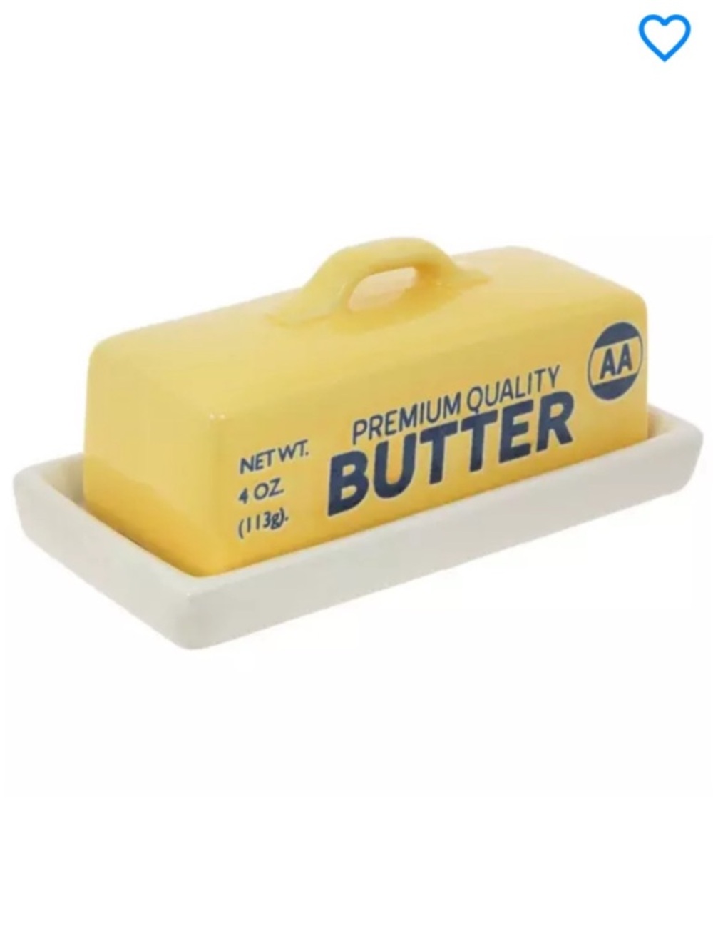 New! Retro Style Ceramic Yellow Butter Dish with White Base